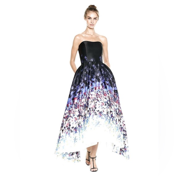 NWT Betsy & Adam Floral Printed Sleeveless Gown Maxi Dress Sz 2P - Picture 2 of 3